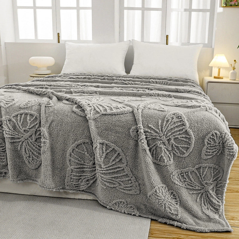 New Flannel Taff Fleece Butterfly Flower Stereo Jacquard Blanket Nap Blanket Single Layer Thickened Four Seasons Blanket