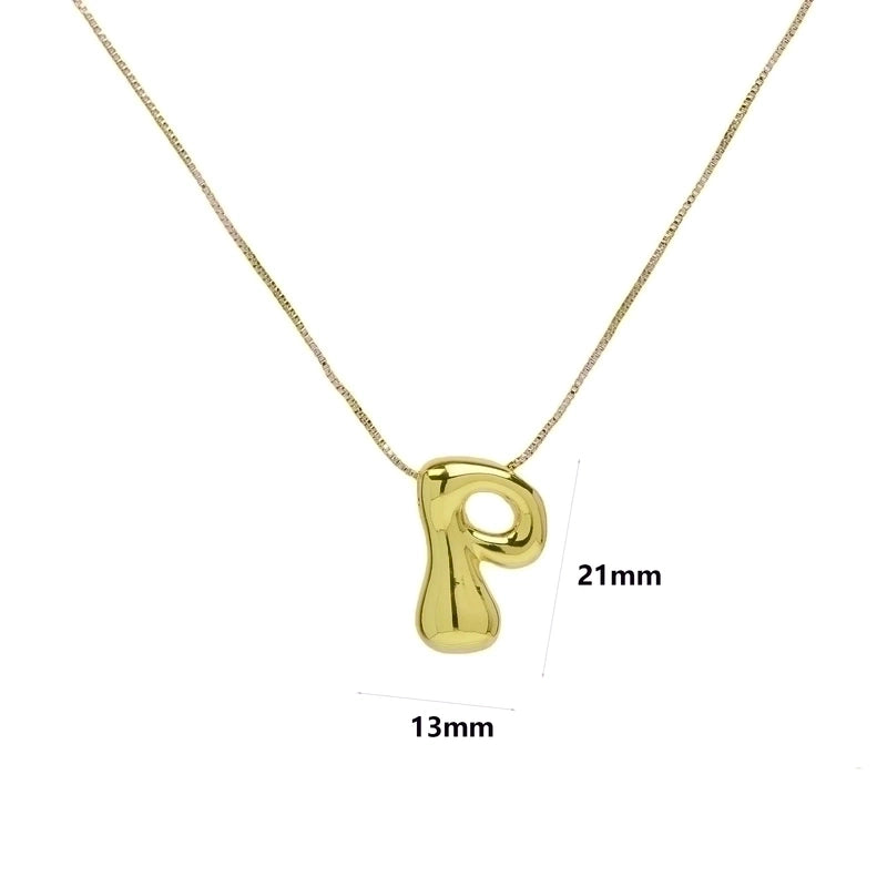Copper 18K Gold Plated Minimalist Letter Plating Pendant Necklace