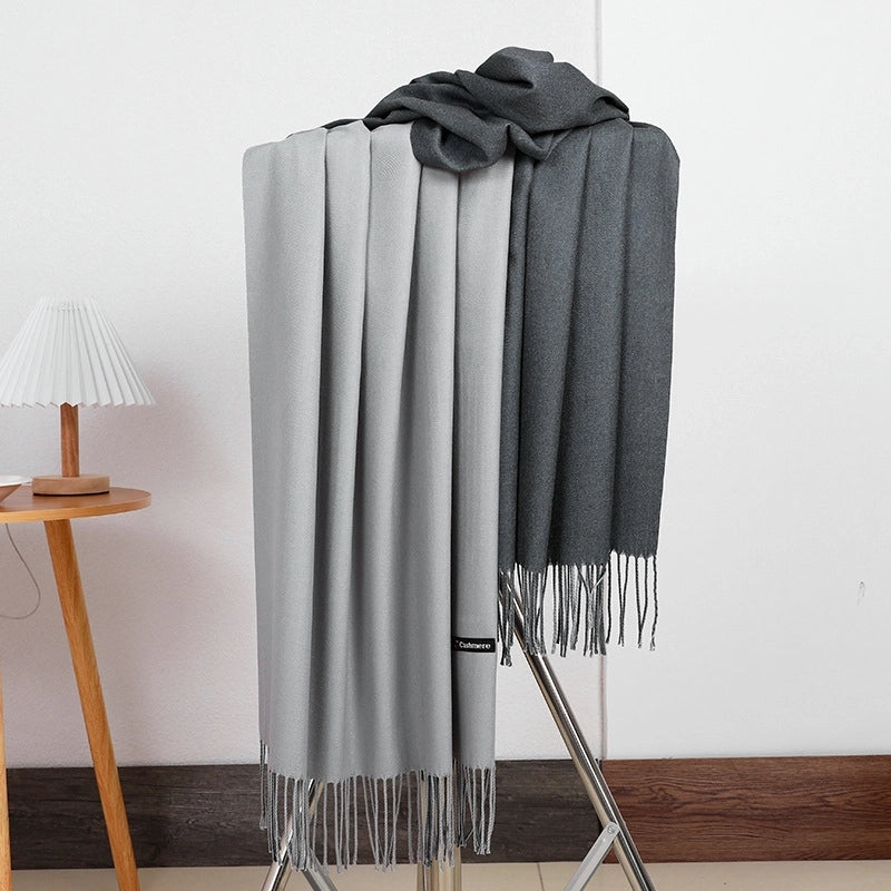 Double-sided Scarf Women's Winter Tassel Cashmere Scarf Autumn And Winter Version New Wool Men's Scarf