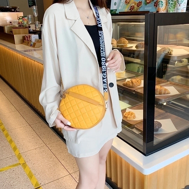 Women's All Seasons Pu Leather Lingge Cute Round Zipper Shoulder Bag