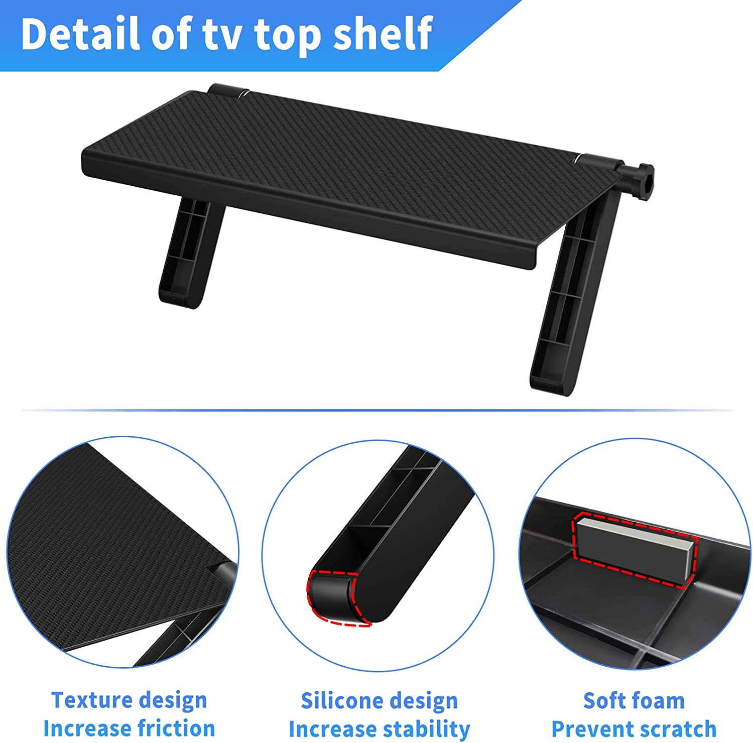 13-Inch Wide Platform Adjustable TV Top Shelf. Router And Home Decor TV Top Storage Bracket