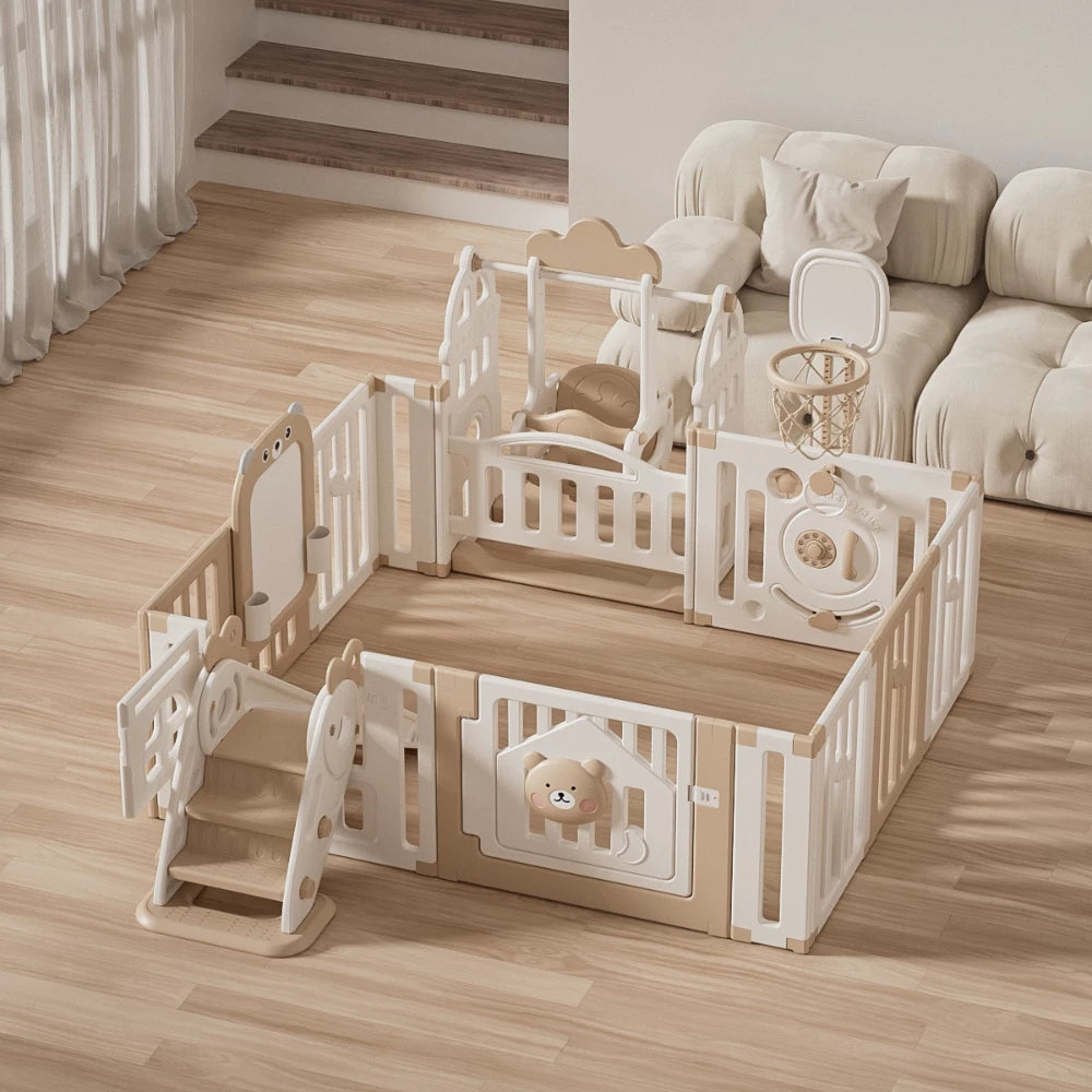 Bear Enclosure Kids Playpen Set 11pcs-Slide. Swing & more