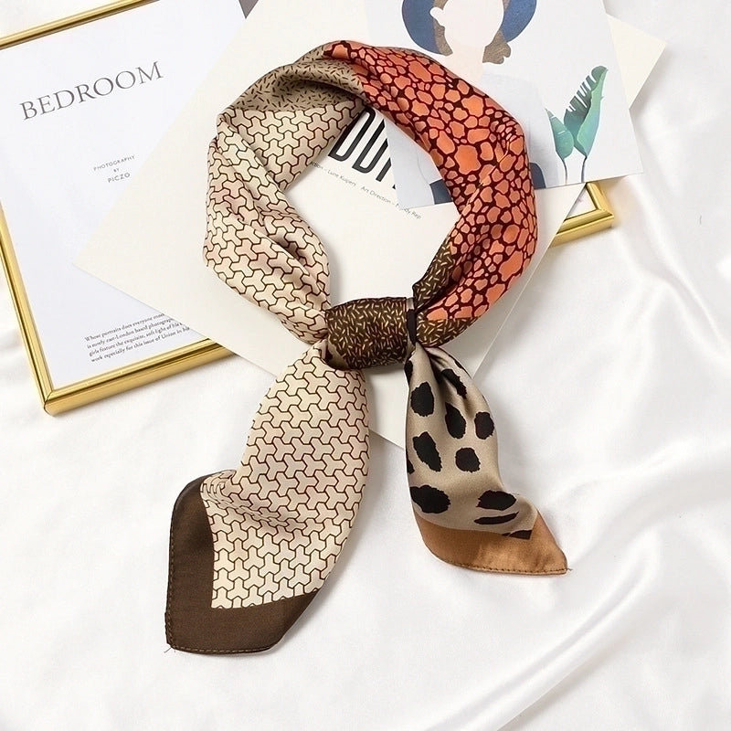 Women's Elegant Lady Color Block Polyester Printing Silk Scarf