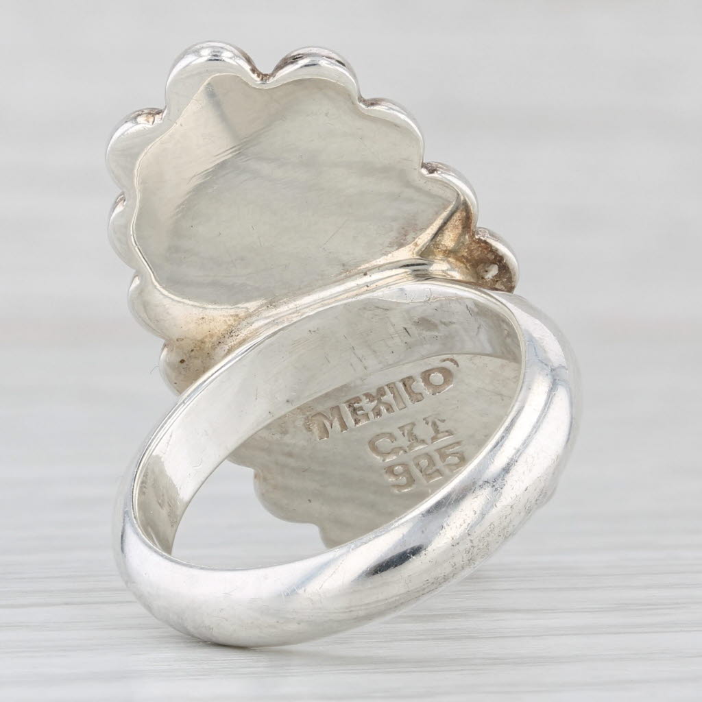 Vintage Onyx Ring Sterling Silver Size 8 Statement Mexico