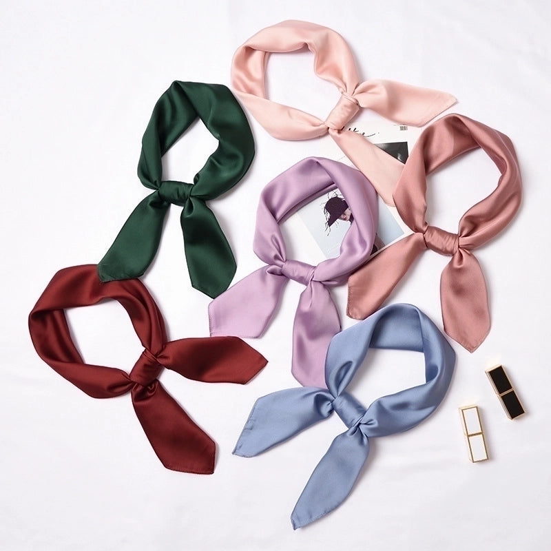 Women's Minimalist Solid Color Satin Silk Scarves