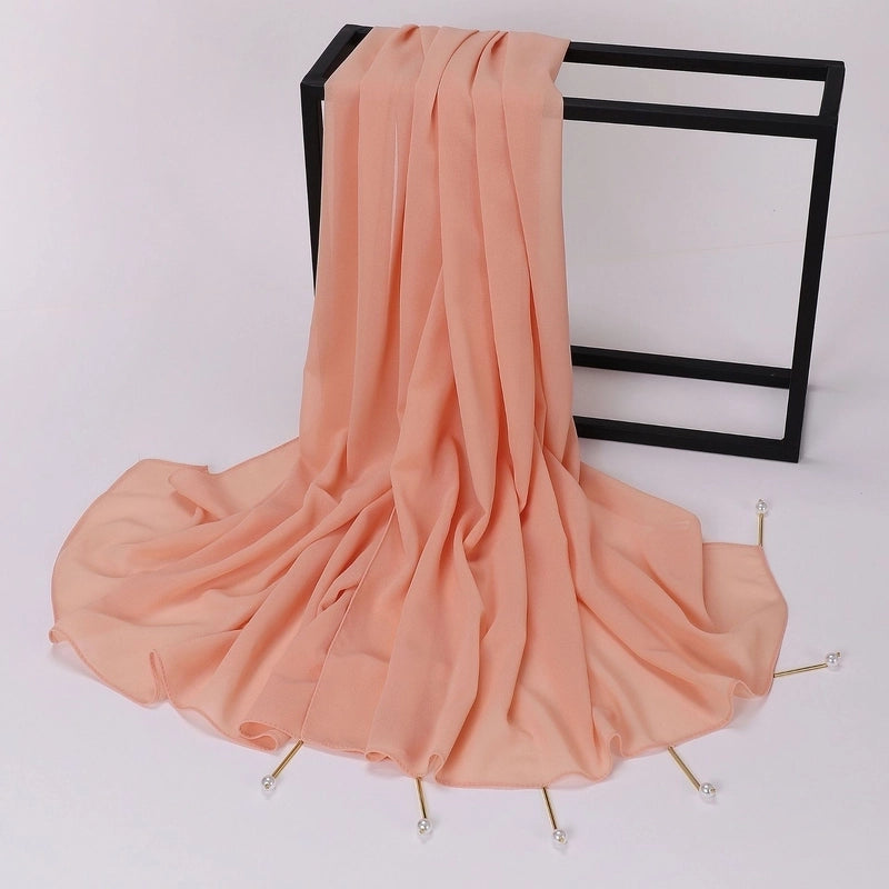 Women's Casual Elegant Sweet Solid Color Chiffon Hijab