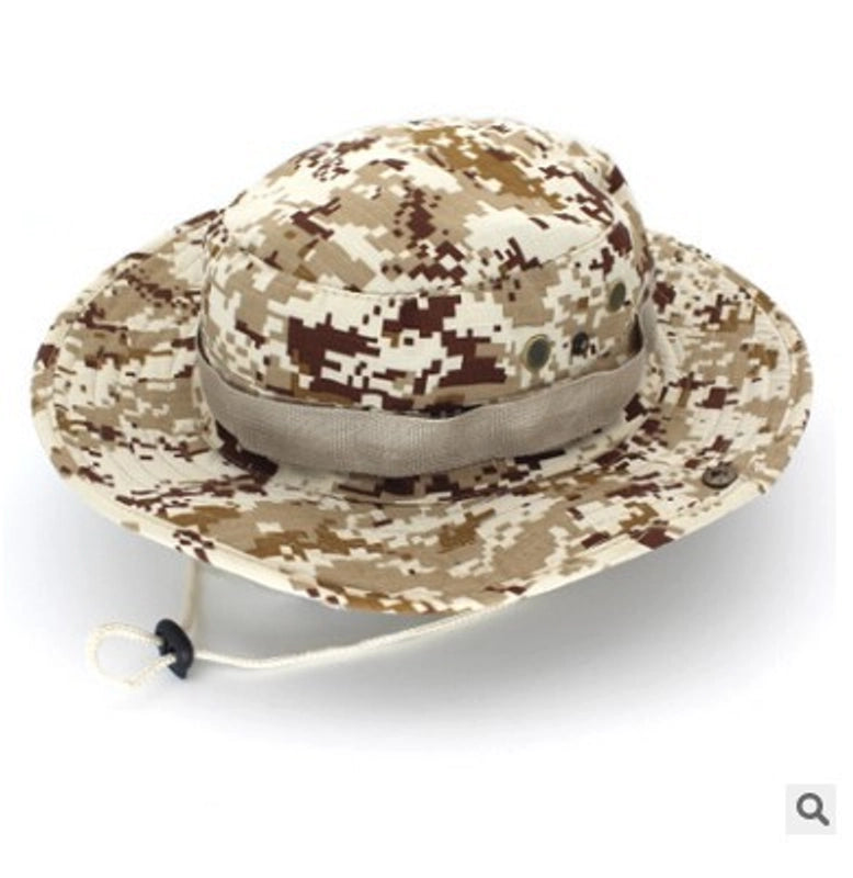 Hot Outdoor Sunscreen Round Edge Hat Mountaineering Hat Camouflage Jungle Hat Benney Hat Men's And Women's Fisherman Hat