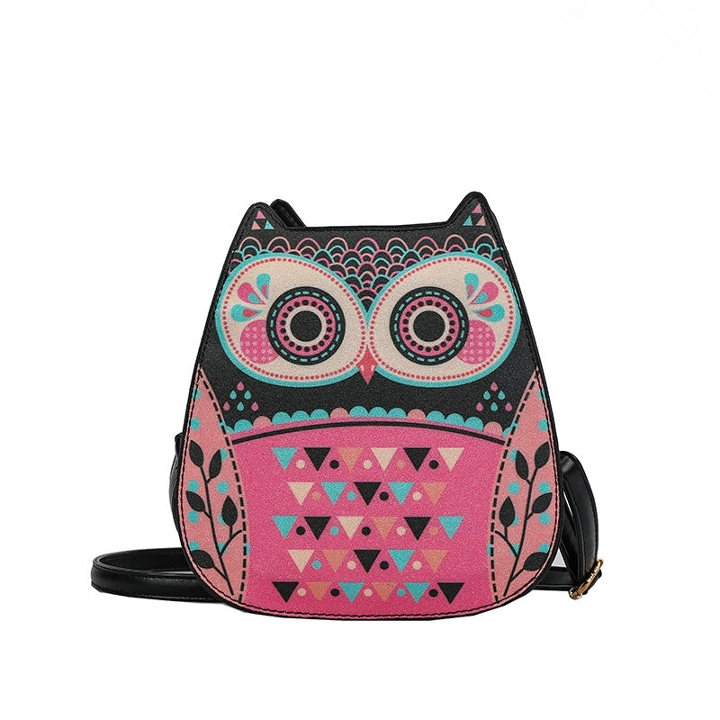 Women's Small Pu Leather Animal Color Block Streetwear Zipper Shoulder Bag