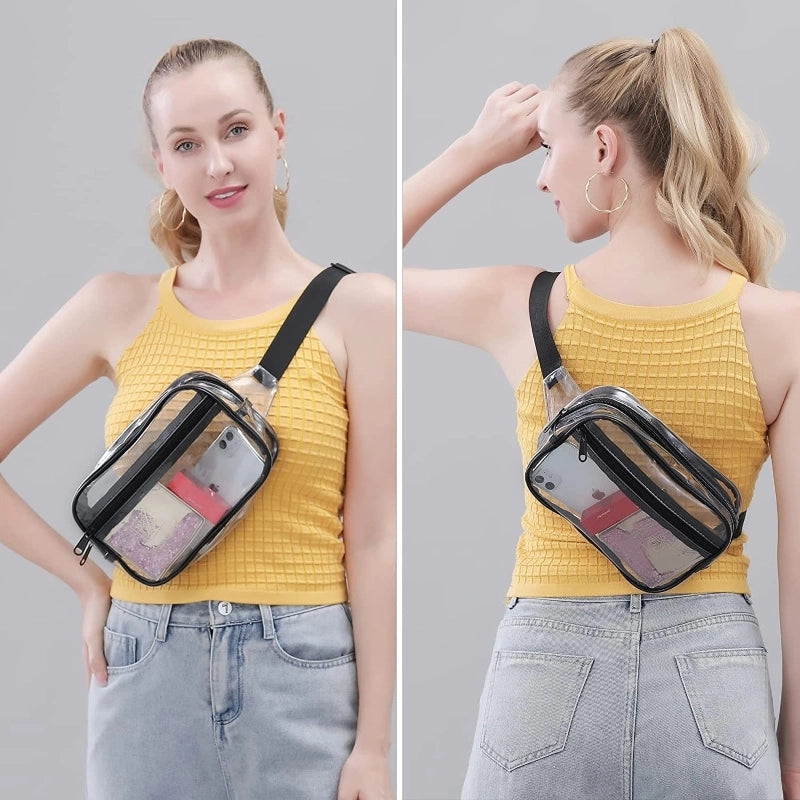 Transparent Waist Bag Men's And Women's Stadium Approved Belt Bag With Adjustable Shoulder Strap. Suitable For Holiday Game Travel