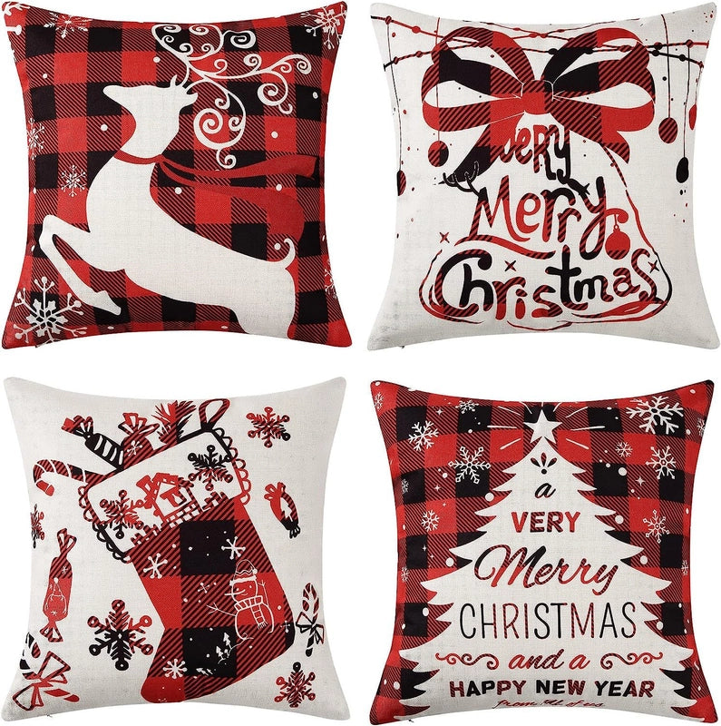 Christmas Casual Glam Christmas Tree Cotton And Linen Pillow Cases Couch & Sofa Decor