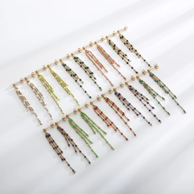 1 Pair Modern Style Tassel Plating Chain Stainless Steel 18K Gold Plated Drop Earrings