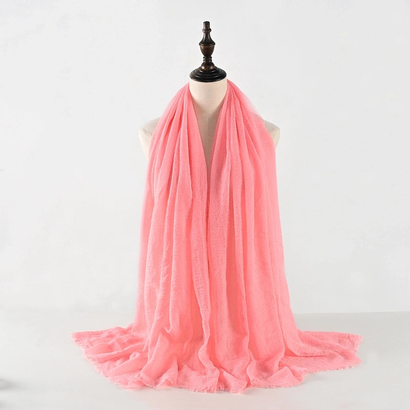 Women's Vacation Minimalist Solid Color Cotton Silk Scarf