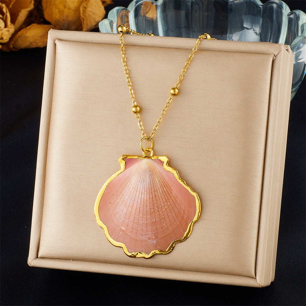 Fashion Holiday Advanced Multi-Element Marine Life Pendant Shell Starfish Sun Stainless Steel Necklace
