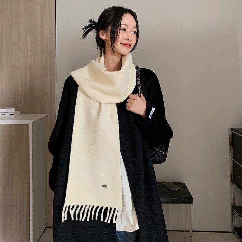 Women's Sweet Solid Color Fleece Scarf