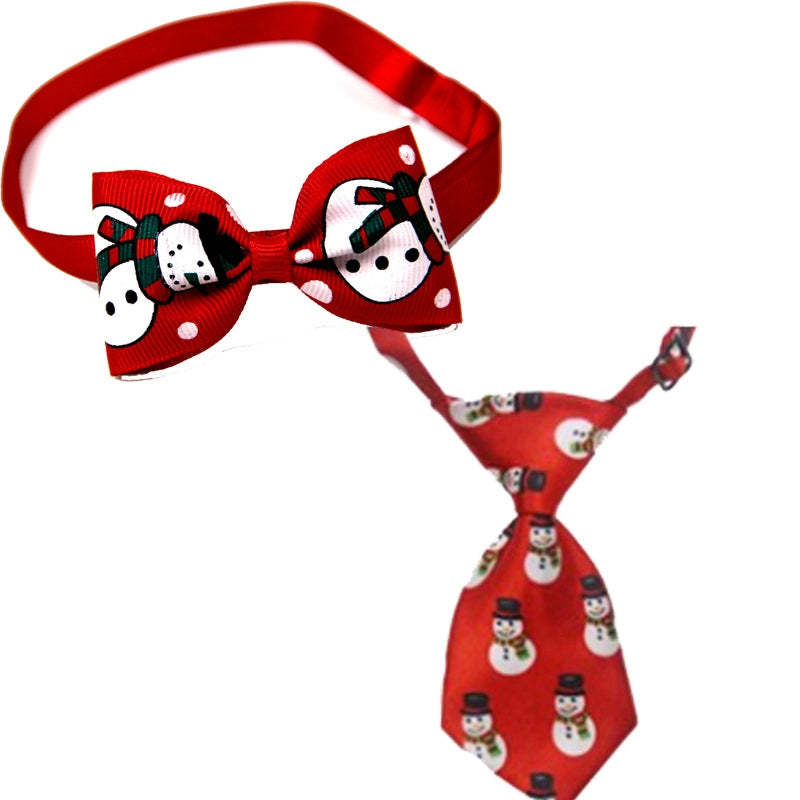 Casual Ribbon Christmas Color Block Bowknot Pet Accessories 1 Piece