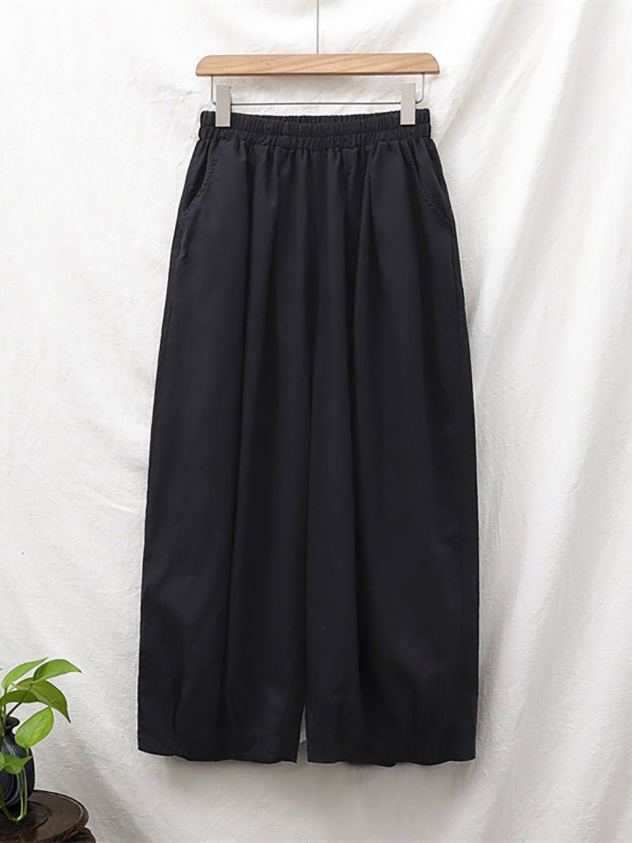 Plus Size  Women Cotton Linen Pocket Casual Lantern Pants