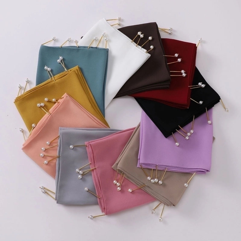 Women's Casual Elegant Sweet Solid Color Chiffon Hijab