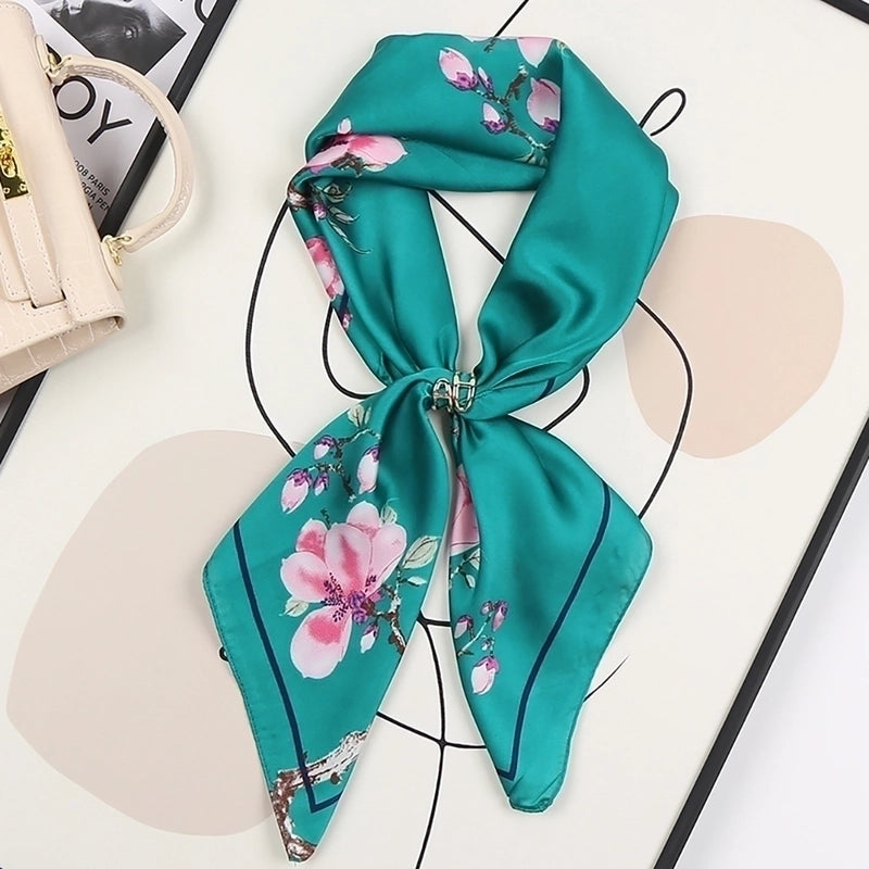 Women's Sweet Flower South  Satin Silk Scarves
