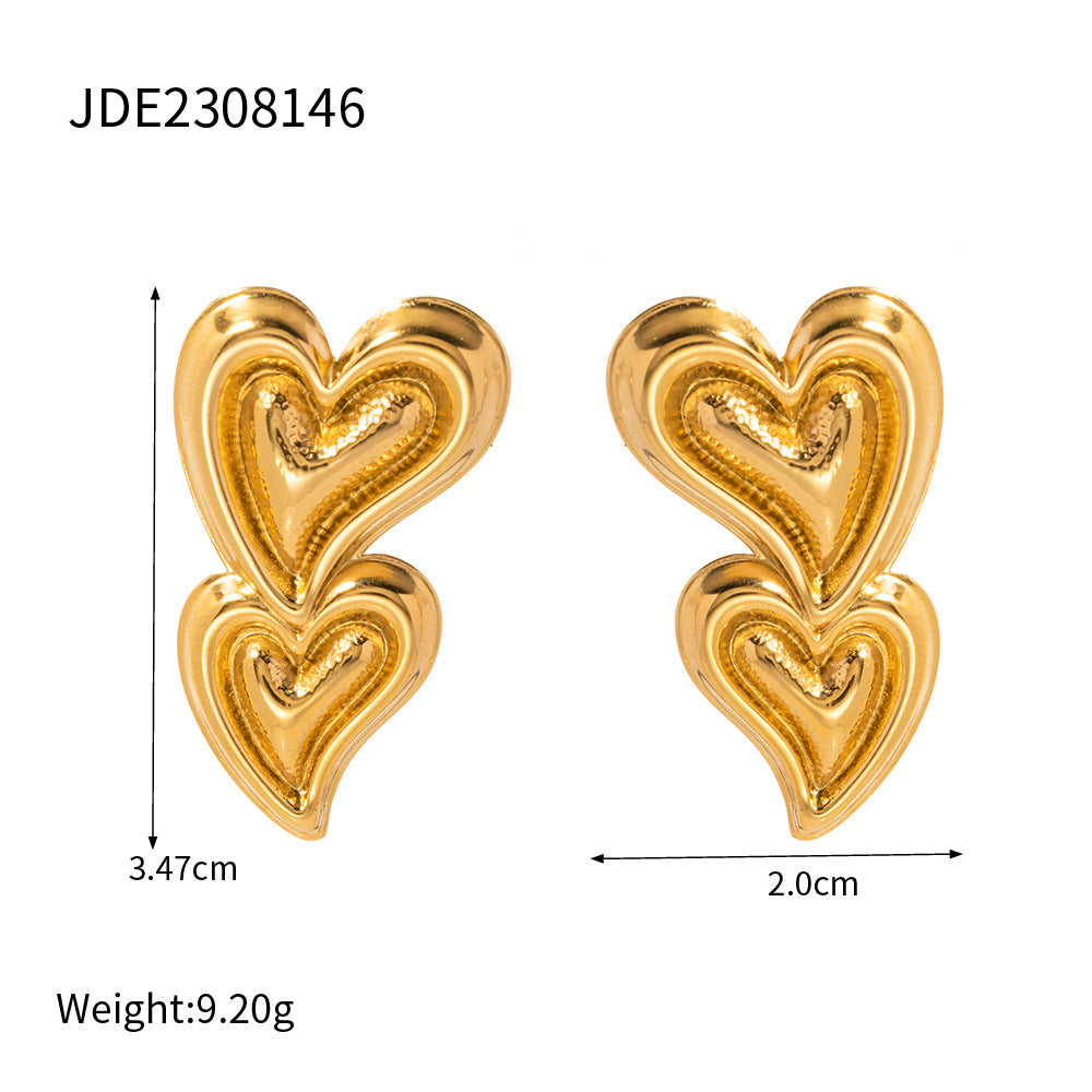 Jie Ding Stainless Steel Valentine'S Day Bow Earrings Zircon Heart Earrings Titanium Steel Earrings