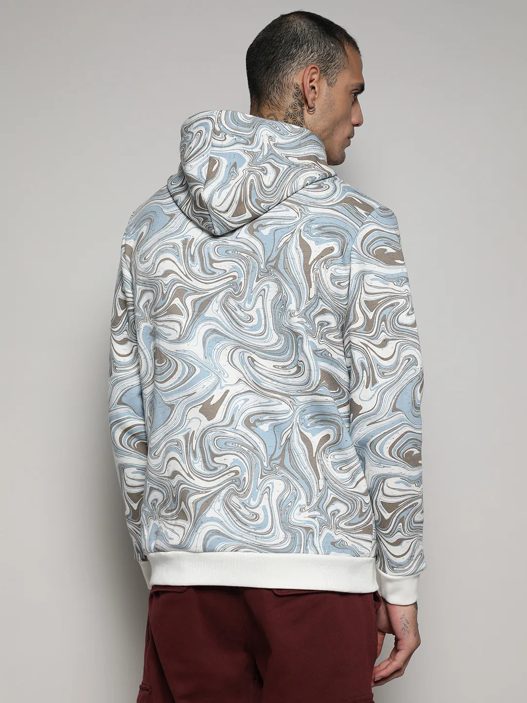Contrast Fluid  Front Hoodie