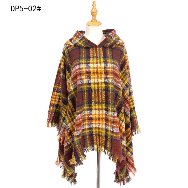 Women's Streetwear Plaid Polyester Tassel Shawl