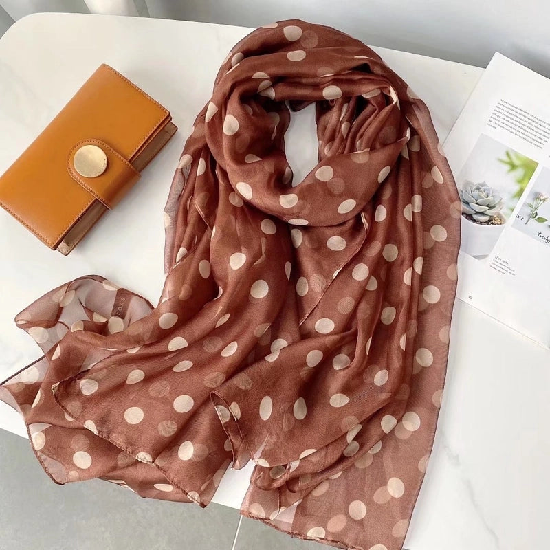 Spring And Summer New Yourou Silk Scarf Large Size Printed Beach Towel Dot Travel Vacation Sunscreen Scarf Women's Spot