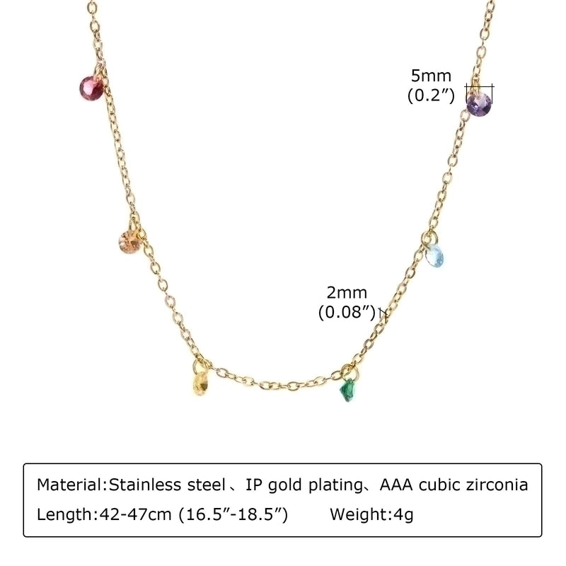 Minimalist Geometric 201 Stainless Steel Zircon 18K Gold Plated Plating Stainless Steel Necklaces