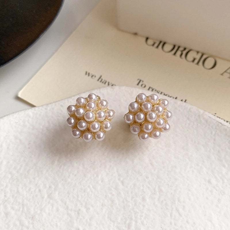 1 Pair Minimalist Round Inlay Alloy Zircon Ear Studs