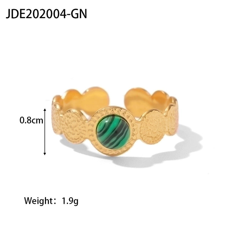 Fashion Geometric 304 Stainless Steel Artificial Gemstones Irregular Rings