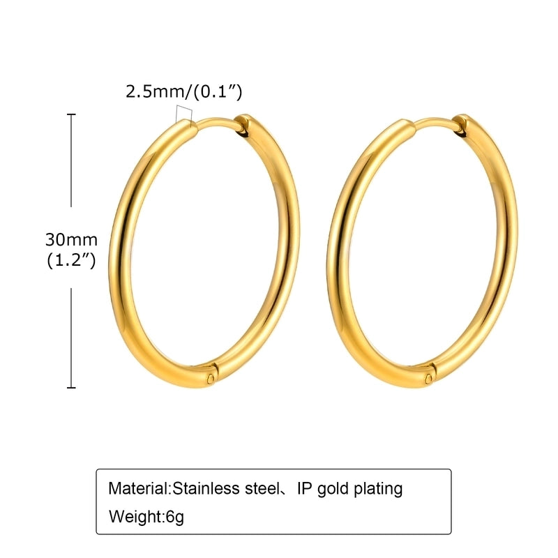 1 Pair Minimalist Solid Color Plating 304 Stainless Steel Hoop Earrings