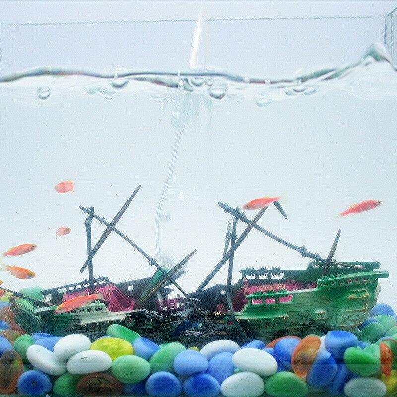 Wreck Sunk Ship Ornament For Aquarium