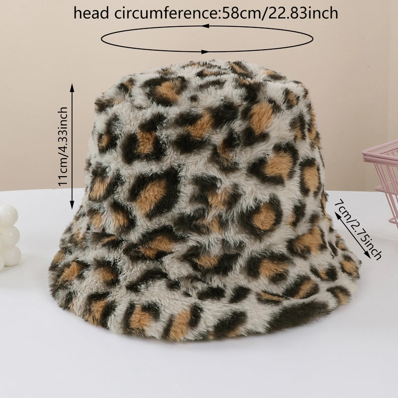 Women's Casual Korean Style Leopard Big Eaves Bucket Hat