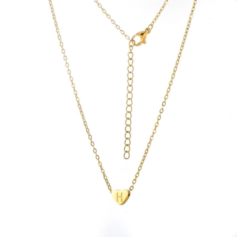 Stainless Steel Titanium Steel 18K Gold Plated Minimalist Letter Heart Shape None Pendant Necklace