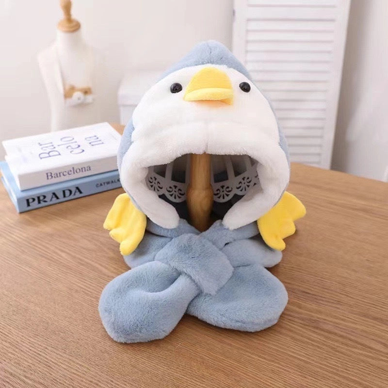 Winter Children's Hat Scarf Integrated Thickened Warm Baby Cute Baby Windproof Ear Protection Hat For Boys And Girls