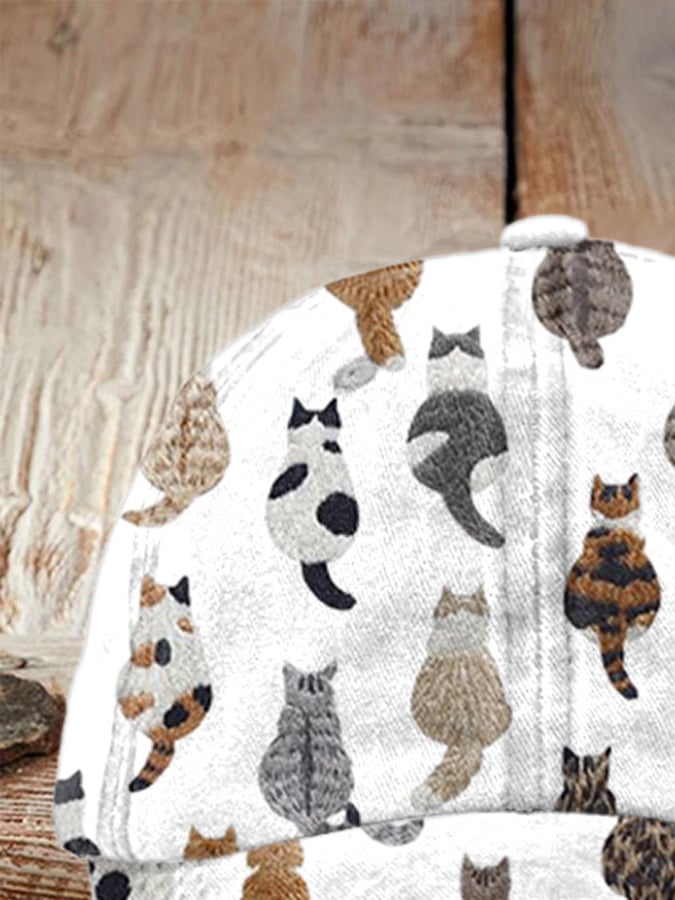 Cute Cats Embroidery Print Baseball Cap