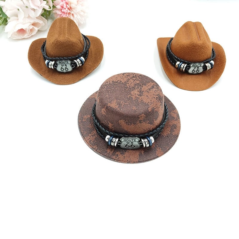 Cowboy Style Polyester Solid Color Pet Hat