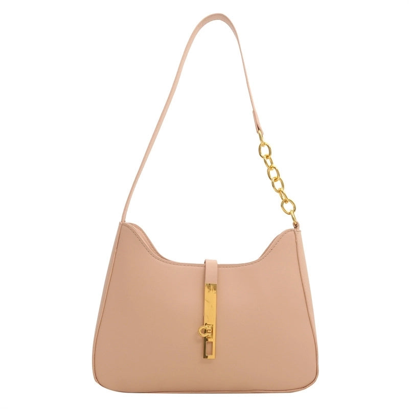 Women's Medium Pu Leather Solid Color Elegant Dumpling Shape Lock Clasp Underarm Bag