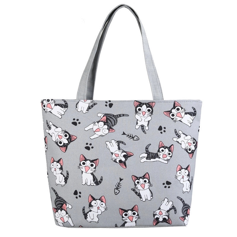 Women's Classic Style Flower Canvas Shopping Bags