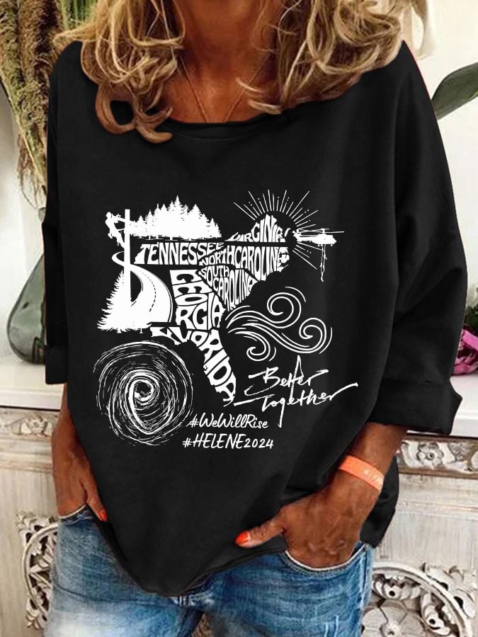 Women's Hotspot Hurricane Helen Disaster Relief Printed Casual Sweatshirt