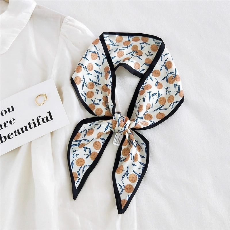 Fruit Printing Ribbon Silk Scarf