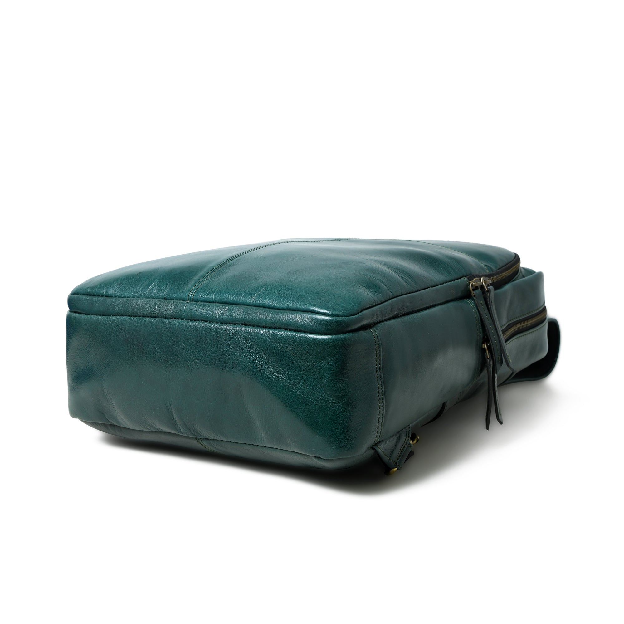 Luxury Italian Leather Backpack. Green