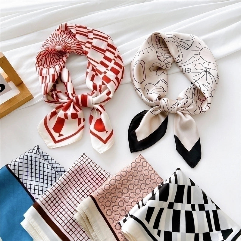 Women's Elegant Geometric Polyester Printing Silk Scarves