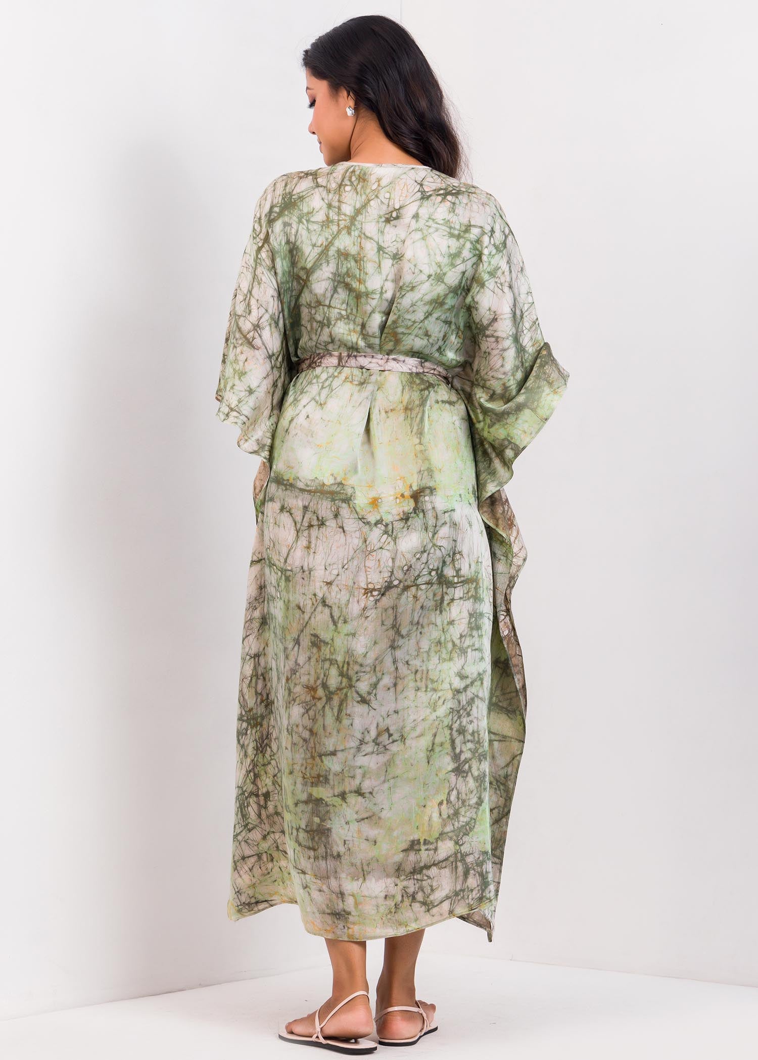 V-Neck Batik Kaftan Dress