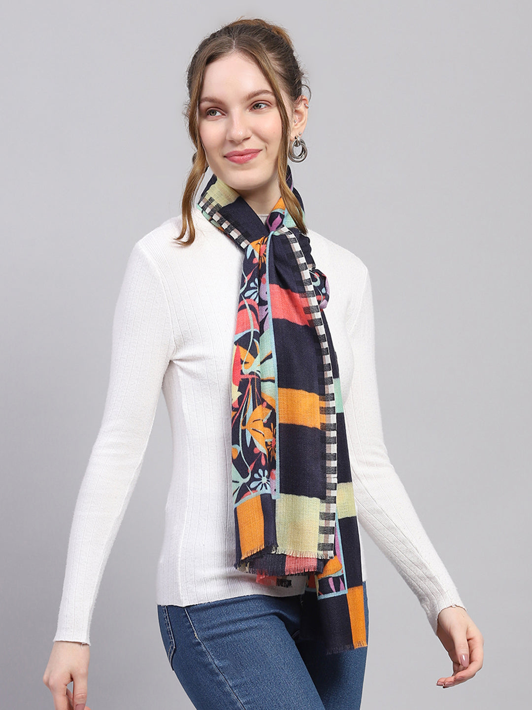 Women Multicolor Self Design Stole