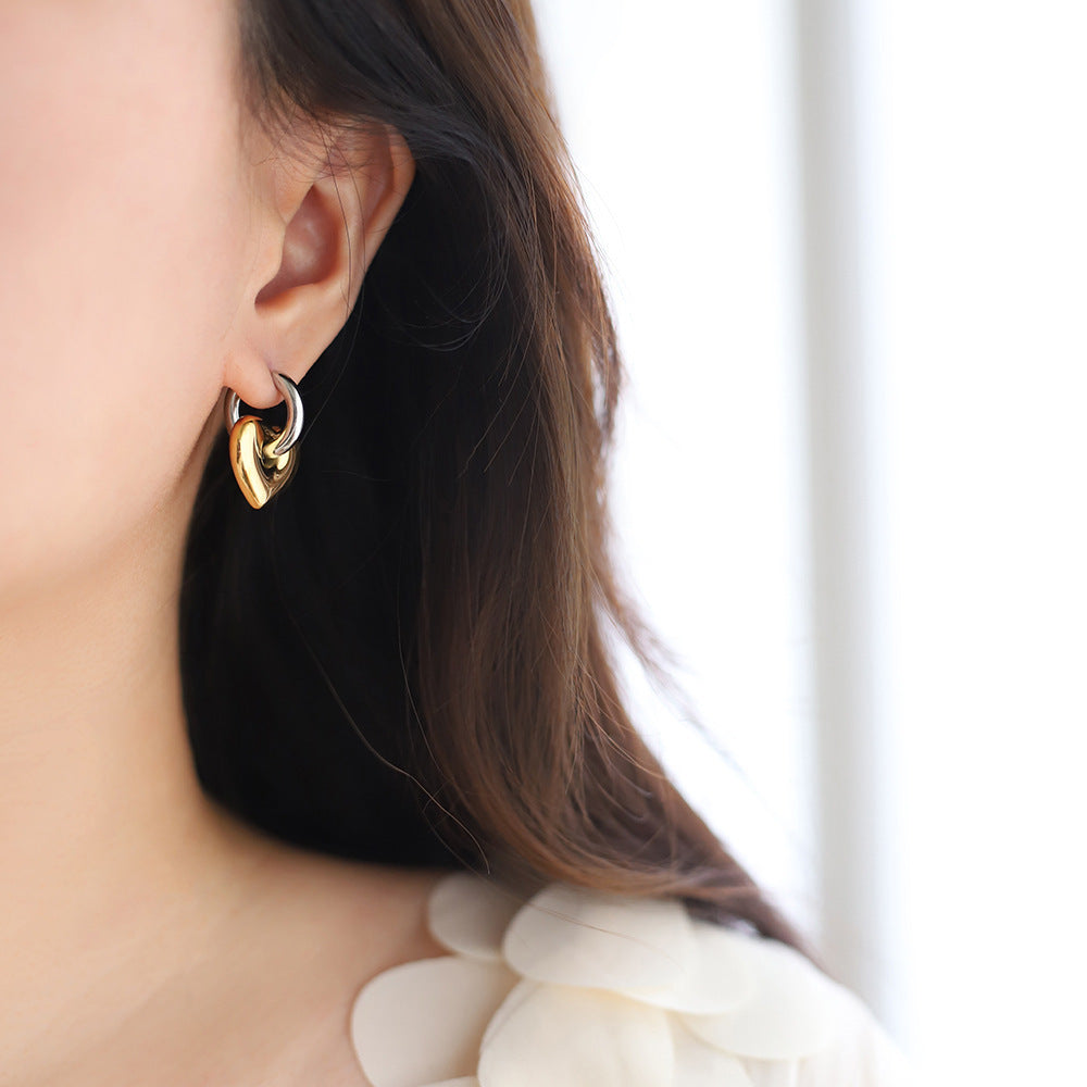 Niche Heart Titanium Steel Earrings