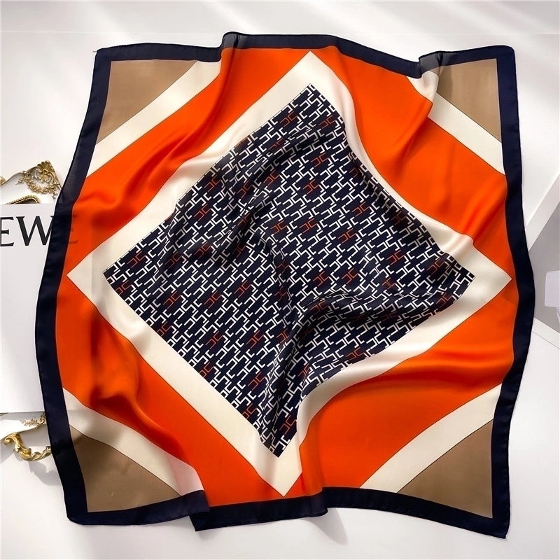 Women's Elegant Minimalist Color Block Polyester Printing Silk Scarf