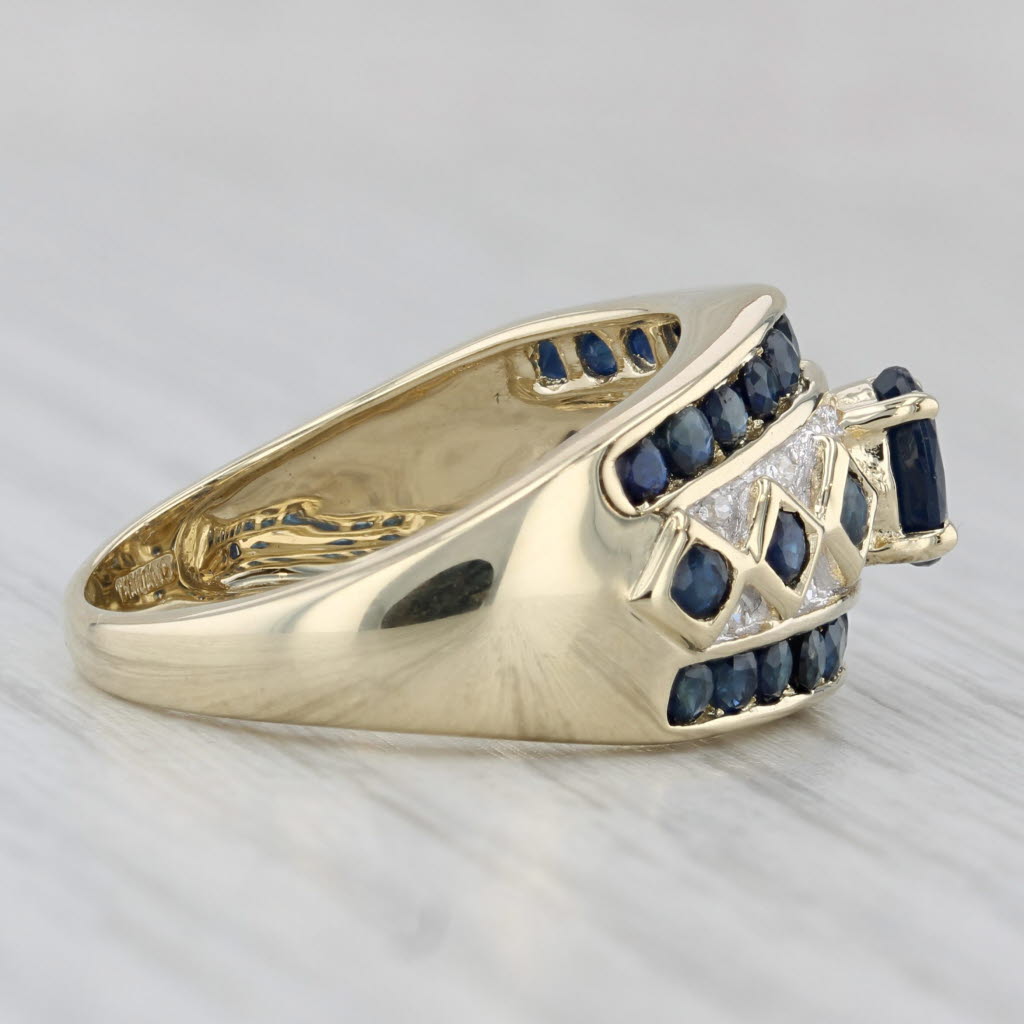1.70ctw Blue Sapphire Ring 14k Yellow Gold Size 8 Diamond Accents