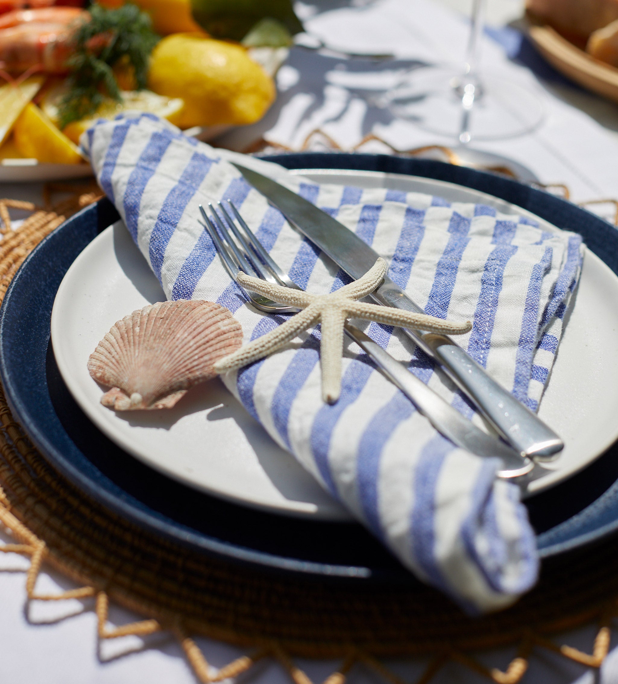 Mid Stripe 100% Linen Napkins - Set of 4