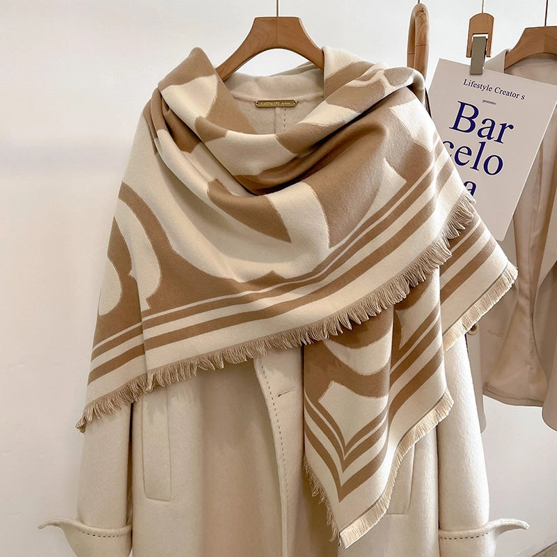 Women's Lady Geometric Imitation Cashmere Shawl