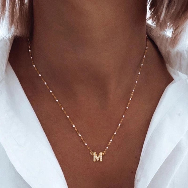 50 Pieces 201 Stainless Steel Copper Letter Pendant Necklace
